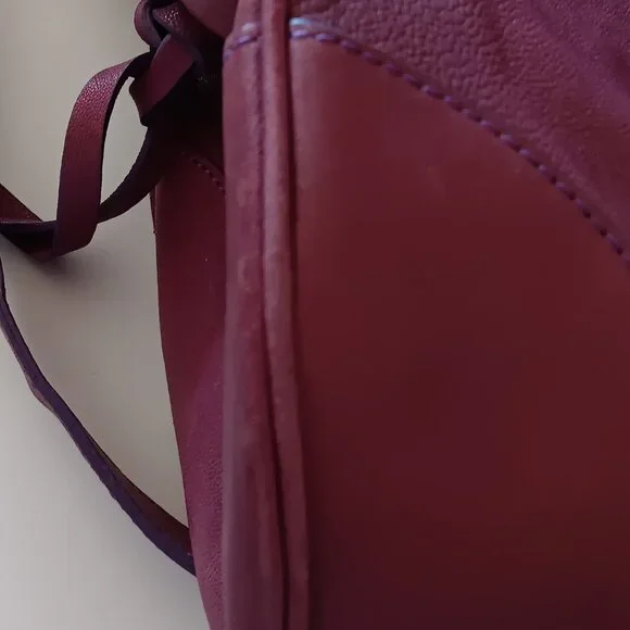 Soriel New York Leather Hobo Handbag, Raspberry color, Silver tone hardware - Picture 8 of 12